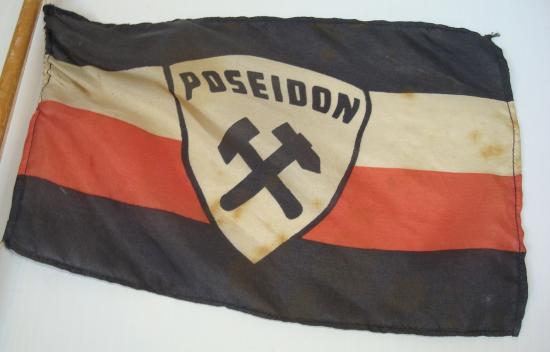 WWII GERMAN POSEIDON DESK FLAG