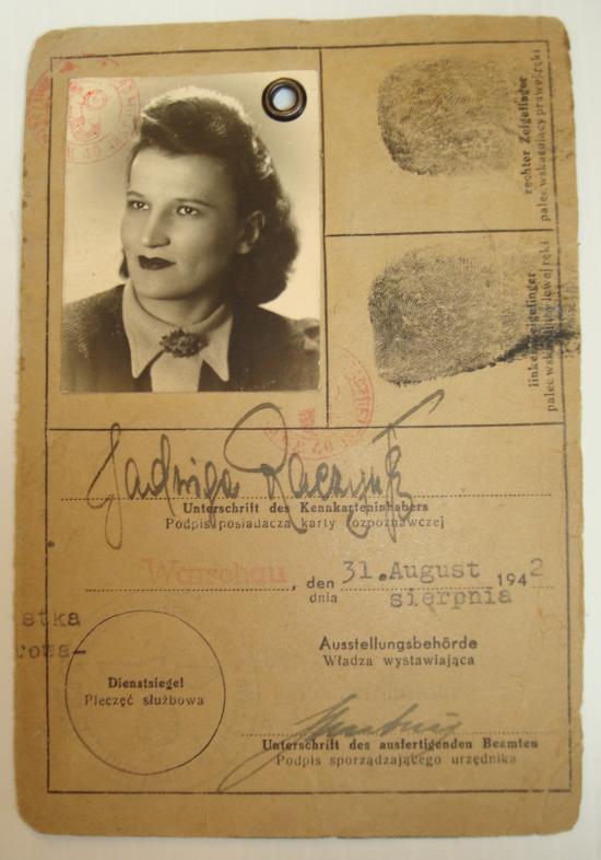 WWII GERMAN POLISH WOMANS ID IN WARSAW