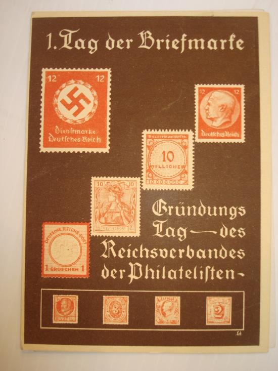 WWII GERMAN TAG DER BRIEFMARKE POSTCARD, 1936